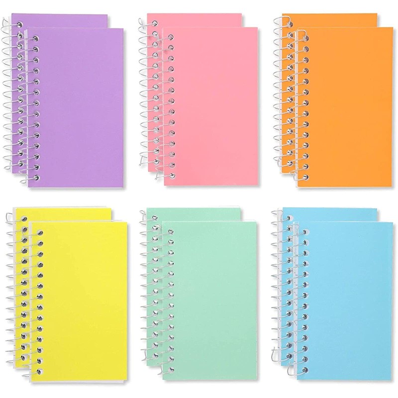 Mini Spiral Notebooks, 6 Pastel Colors (3 x 5 In,