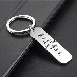 Anlive Drive Safe Keychain Keychain to Son from Mother New Driver Gift (Silver)