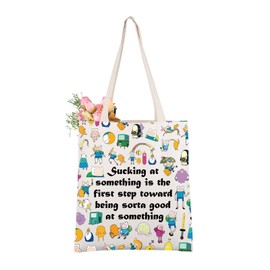 AKTAP Adventure Cartoon Gifts Time Finn and Jake Gifts Being Sorta Good at Something Tote Bag Animated TV Show Inspired Gifts (TB, Sucking at Tote-HT)