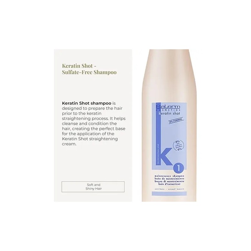 Shampoo Alisado Semi Permanenente Salerm Keratin Shot 500 Ml