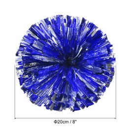 PATIKIL Cheerleading Pom Poms, 2 Pack PET Cheer Pom with Finger Holes for Sport Game Team Spirit Fun Dance Stage Events, Blue Silver