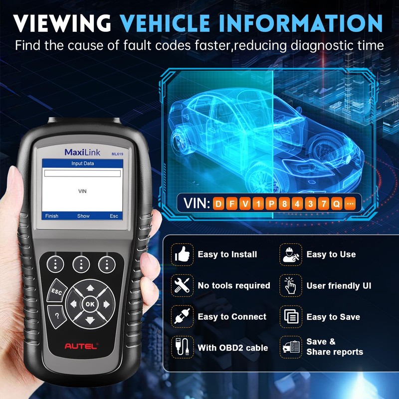 Autel Maxilink ML619 OBD2 Scanner, New Autel Scanner Upgraded Version