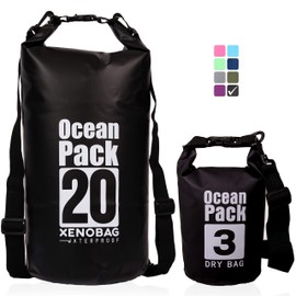 Xenobag Waterproof Bag 3 Litres Or 20 Litres/Dry Bag, Small/Ocean Pack 3 Litres Or 20 Litres / Waterproof Bag/Dry Bag With Adjustable Shoulder Straps and Safety Lock, black