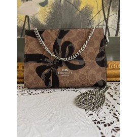 Coach NWT COACH Slim Crossbody Bag in Signature Canvas & Leather With Bow Print Multi