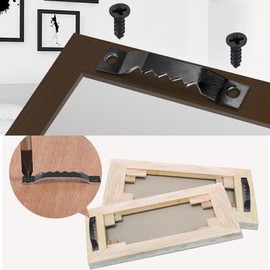 MINGZE 40 mm Picture Hangers, Picture Hangers, Pack of 50 Sawtooth Picture Frame Hanging Hangers, Double Hole with Screws, Black