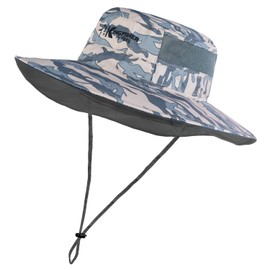 Kingfisher Boonie Hat UPF 50+ Sun Protection, Adjustable Wide Brim Hat for Fishing, Hiking, and Outdoor Adventures, Tan Camo, One Size