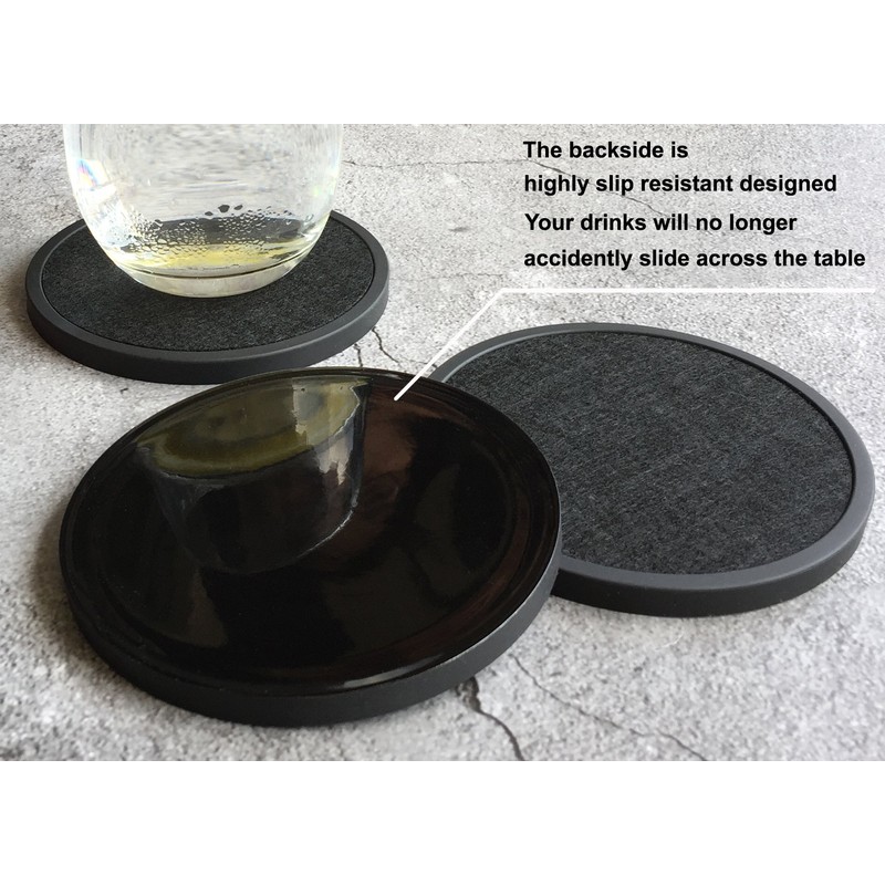 MECOWON Absorbent Coasters for Drinks with Holder, 8 Pieces Silicone