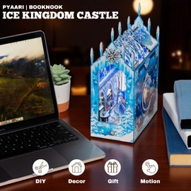 PYAARI Ice Kingdom Castle Book Nook Kit, Snow World 157-Piece DIY Miniature House, 3D Wooden Puzzle BookNook Kit for Adults, Tiny Home Model Building Kit for Book Lovers & Beginners, Bookshelf Decor