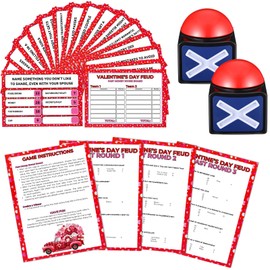 Syhood Valentine's Day Friendly Feud Game with 2 Pcs Game Buzzer, Valentine's Feud Party Game, New Years Feud Game, Family Game Night, Trivia Quiz Game, Fun Feud for Party(Valentine's Day)