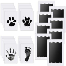 Nabance Inkless Hand & Footprint Kit, 8 Baby Inkless Print Pads, 16 Imprint Cards, Dog Paw Print Kit, Baby Imprint Kits Safe Non-Toxic, Pet Paw Stamp Pads, Family Keepsake Kit - Black