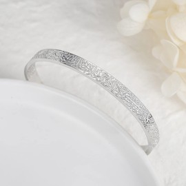 Leaocean Cuff bracelets for women Islamic Jewelry Gifts for Women Allah Gold Bangles Bracelets Ayatul Kursi Arabic Cuff Bracelet for Women Men Islam Eid Ramadan New Year Gifts (B-SB258-Steel)