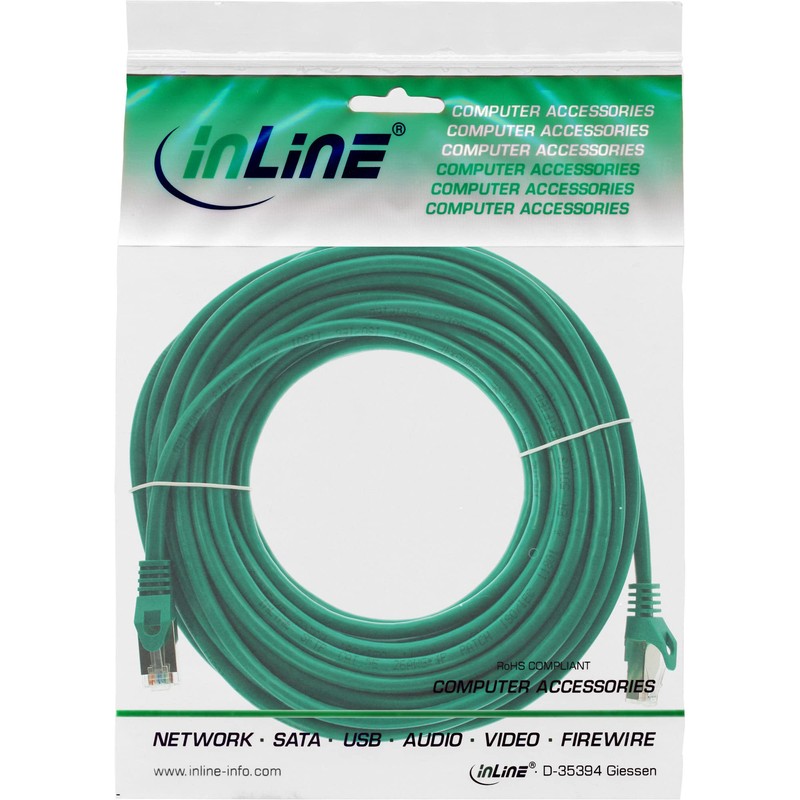 InLine® Patch cord, InLine®, S-FTP, Cat. 5e, green, 15m
