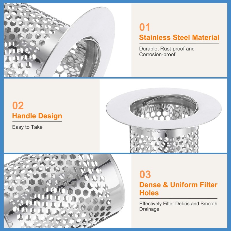 sourcing map 4 Pack Shower Drain Strainer, 2" x 2.2"