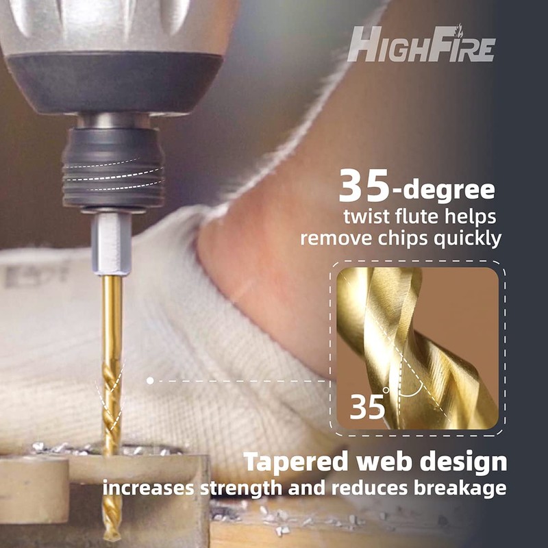 HIGHFIRE 10 Pieces Hex Shank Drill Bit Set for Impact