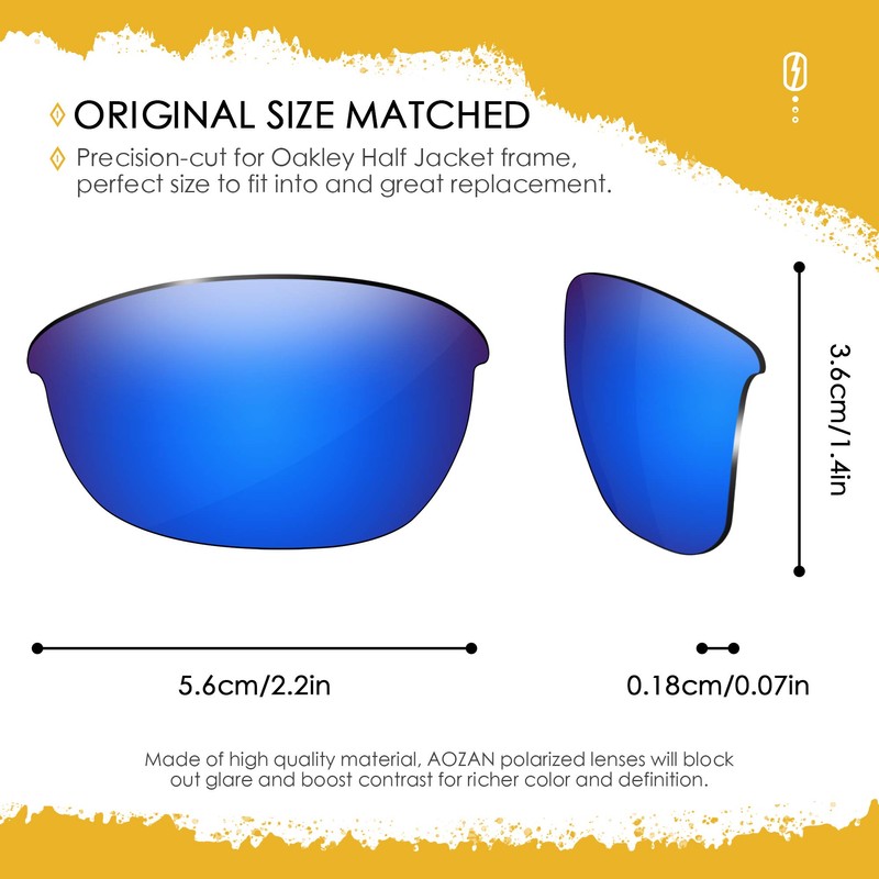AOZAN ANSI Z87.1 Replacement Lenses Compatible with Oakley Half Jacket