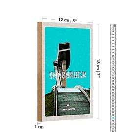 Vintage Holzschild | Innsbruck Österreich | Retro Wanddeko | 12 cm x 18 cm