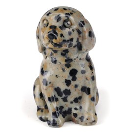 Jovivi Dalmation Spot Jasper Crystal Dog Ornament Figurine Gifts for Women,1.5" Cute Mini Healing Crystal Puppy Dog Gifts for Dog lovers Home Desk Ornaments