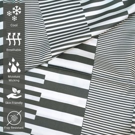 Pizuna Pure 100% Cotton Flat Sheets Only Queen Grey Cascade Stripe (1 PC), Luxurious 400 Thread Count Long Staple Cotton Sateen with 4" Hem (Combed Queen Flat Sheet Only Cotton)