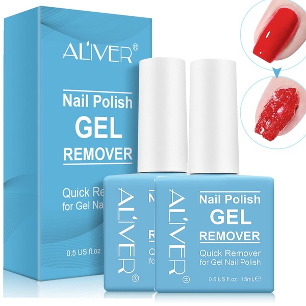 Gel Polish Remover (2 Packs), Gel Nail Polish Remover for Nails - Quickly & Easily Removes Gel Nail Polish Within 3-5 Minutes, No-irritating (A)