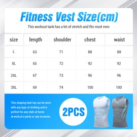 Ronronner 2 Pieces 2024 Ionic Shaping Vest, Ionic Shaping Men's Undershirt, Tummy Control Men, Body Shaped, Breathable Ice Silk Fabric, Sportswear for Men, Grey and white, XL