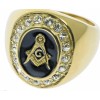 Masonic Mason Black Enamel men's 17 cz Ring 18K yellow