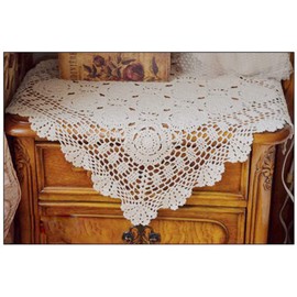 Lelefly Cotton Handmade Crochet lace Table Runners Square Tablecloth Doilies Doily Table Dresser Scarf Décor,23 inch,White