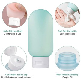 Refillable Plastic Squeeze Bottles 3 Pack Travel Toiletry Bag for Shower Gel Shampoo Lotion