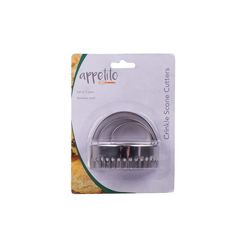 Appetito Stainless Steel Crinkle Scone Cutters W/Handle Set 3