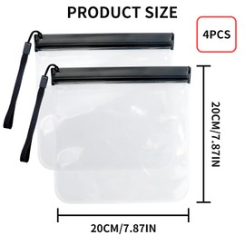 Pack of 4 Transparent Airport Approved Waterproof and Leak-Proof, TSA Tested 1 Litre Bag Aeroplane Hand Luggage, Travel Bag, Airplane, Travel Gadgets, 20 x 20 cm with Handle, black, 1