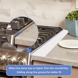 Silicone Stove Gap Covers Folding,25 Inches Stove Gap Filler 2pcs,Kitchen Sealing Strip Between Electric Stove,Countertop,Oven Spacer White