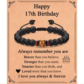 IKIATY Gifts for 17 Year Old Boys, 17th Birthday Gifts Ideas, Happy 17th Birthday Bracelet Decorations for Teenage Boys Son Grandson Nephew Brother