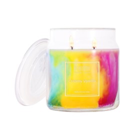 HZ-WONMIO Creamy Vanilla Candle | Scented Candles | 2 Wick Soy Wax Candles| 80-Hour Burn Time Extra Strong Scented Candles| Fluid Effect Aromatherapy Candle | Candle Gifts for Women|12oz