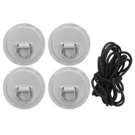 4PCS Stainless Steel PVC D Ring Patch with 11.8in Anchor Rope Grey Paddleboard Canoe Rafting Accessories