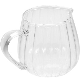 Hemoton Mini Glass Milk Pot 4Oz Heat-Resistant Creamer Pitcher with Embossed Stripes for Coffee Tea Sauce Serving Elegant Small Frothing Jar for Kitchen