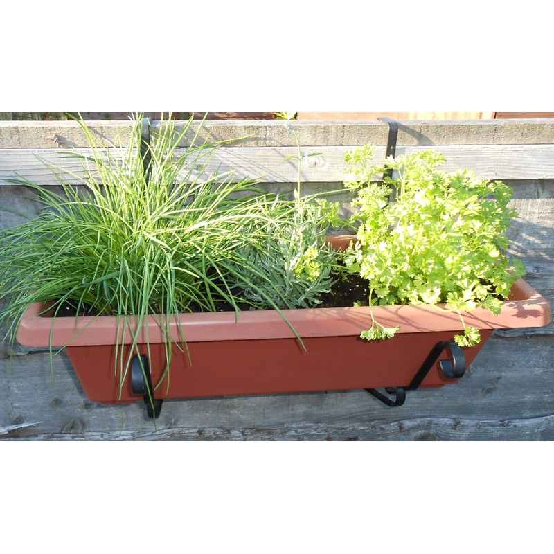 Pair of TROUGH BRACKETS Over the Fence Panel Scroll Design