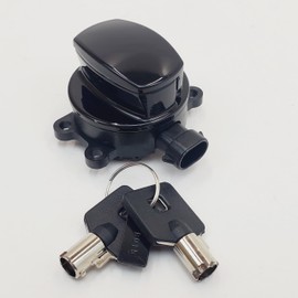 Gloss Black Ignition Switch with Cover & 2 Round Tamper-Resistant Keys for 2012-2017 Harley Softail FLST/FXST & Dyna Wide Glide FXDWG & 2014+ Road King FLHR Models - Replaces HD# 71517-11