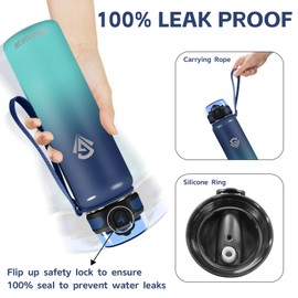 Grsta Drinking Bottle, 1 Litre, BPA-Free, Stainless Steel Drinking Bottle with Straw, Leak-Proof Drinking Bottle for Adults, Sports Water Bottle for Fitness, Hiking, Camping, Outdoor, Gym, Bicycle