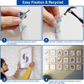 Picture Hangers Holds 10-50lbs, 170pcs Picture Hanging Kit, Eivikin Picture Hooks with Nails, On Dry Wall, Wooden Wall