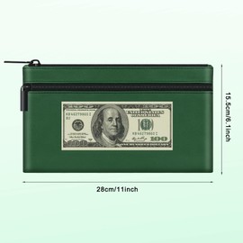 HAUTOCO 4 Pack Money Bag with Zipper 11x6.1 inch Money Pouch with Lined PU Leather Bank Bag Two Pockets Utility Wallet for Cash Check Receipt Coins Cosmetics, Multicolor