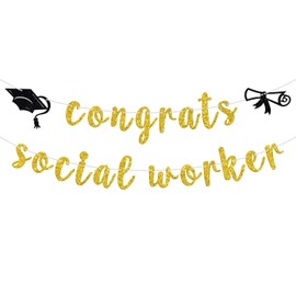 Congrats Social Worker Banner, Congrats Grad/We Appreciate You, 2024 College/Universary Graduation Party Decorations Supplies