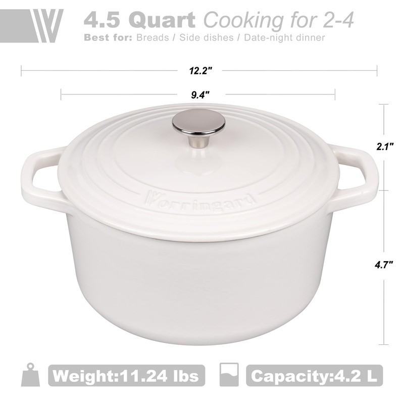 VORRINGARD Enameled Cast Iron Dutch Oven Pot with Lid, for