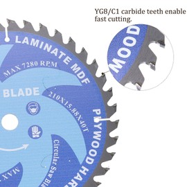 Kozelo Circular Saw Blade - [8-1/4-inch x 40 Teeth x 5/8-inch Arbor] Circular Cutting Blade with 5/8 to 3/8 Washer Adapter for Woodworking Plastic Use, 7280RPM