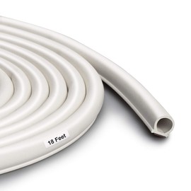 Weather Stripping Seal Strip for Doors/Windows, Self-Adhesive Backing Seals Large Gap， Easy Cut to Size 1 (White, 18FEET)