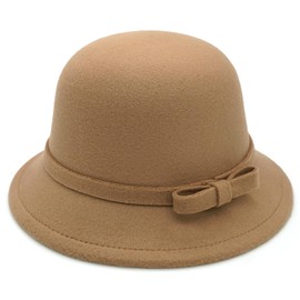 BAOKELAN Women Felt Cloche Hats Vintage Bowler Bucket Hat Khaki