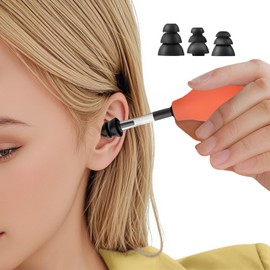 Ear Pressure Relief Suction Device, Ear Pressure Tool, Airplane Ear Pressure Relief Through Inner Ear Pressure Balance, with 3 Sizes of Earplugs, Orange