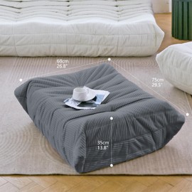 N&V Ottoman for Fireside Chair and Sofa, Soft Premium Corduroy Ottoman, Foam Ottoman for Accent Chair, Living Room Bedroom (Forest Grey)