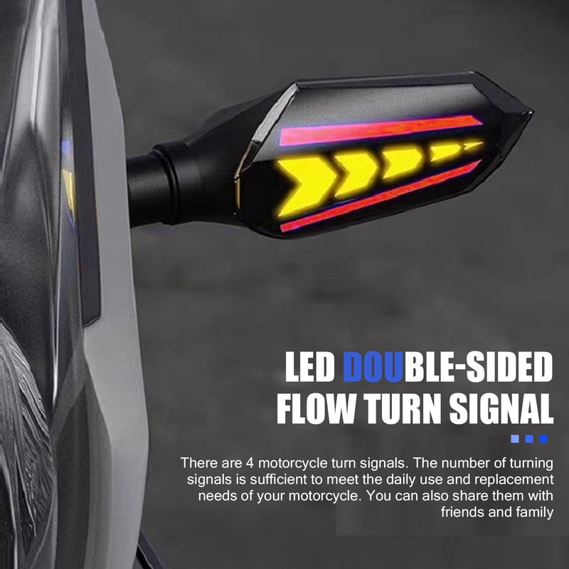 MOXRUQ 4-Pack LED Motorcycle Turn Signals, Universal Arrow Flowing Blinkers