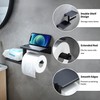 Matte Black Toilet Paper Holder with Double Phone Shelf, Adhesive
