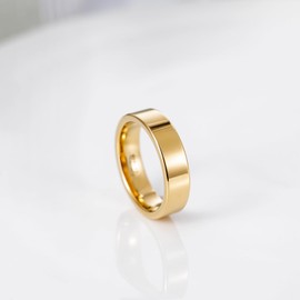 TRUMIUM 6mm Tungsten Rings for Men Women Gold Wedding Bands Plated Beveled Edges Domed High Polished Comfort Fit Size 10