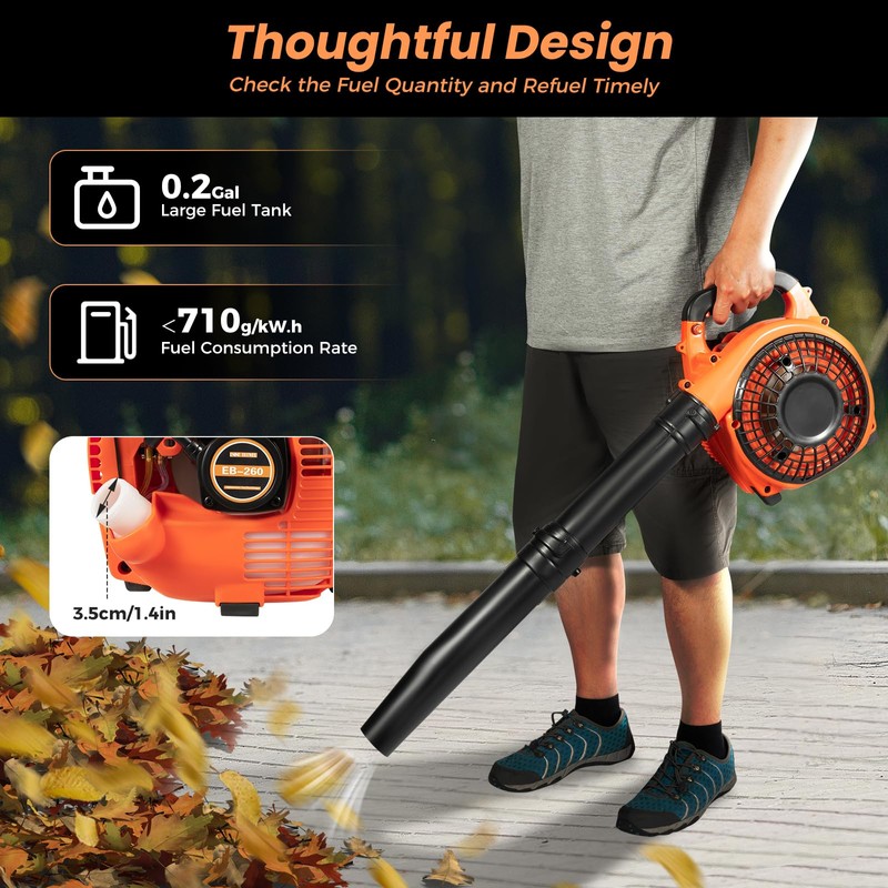 Gas Powered Leaf Blower, 26.5 cc 2-Stroke Handheld Leaf Blower,
